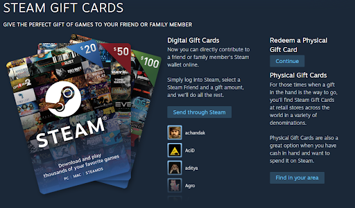 Digital Steam Gift Cards